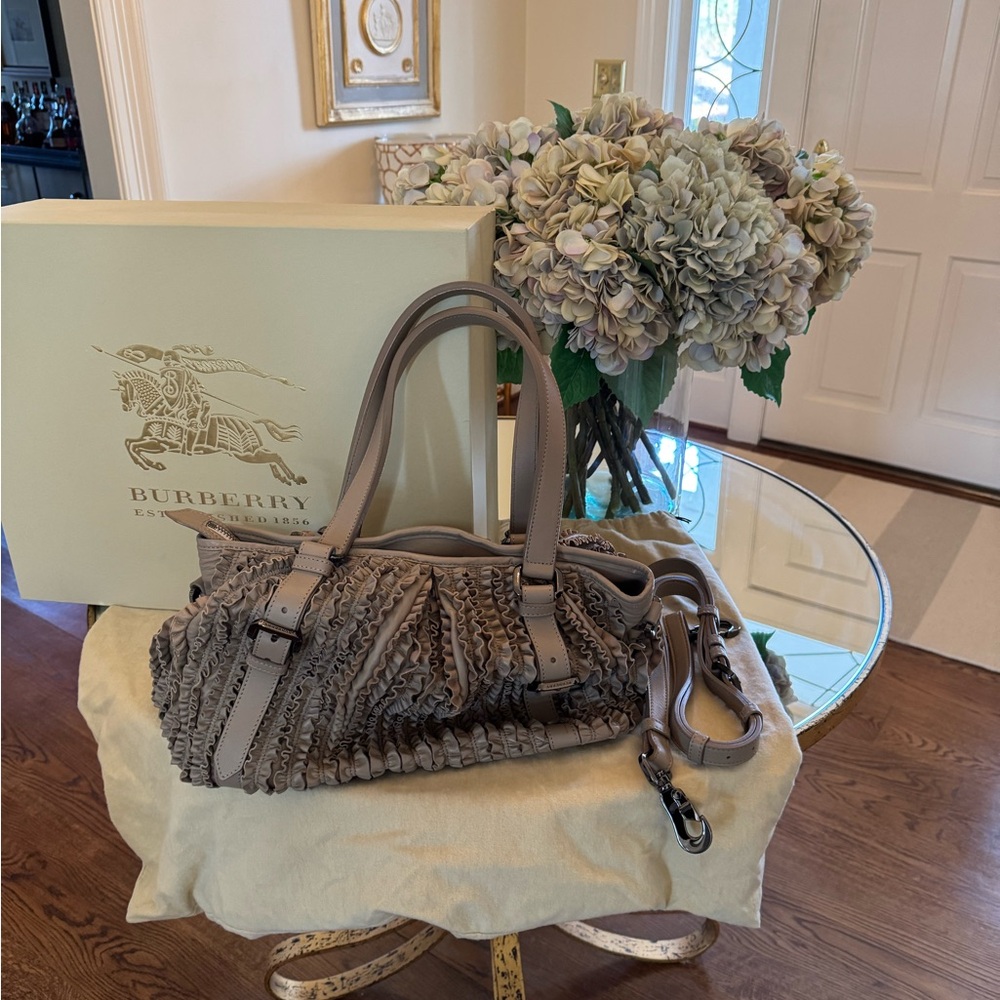 Burberry lamb skin Ruffled Beige Shoulder Bag